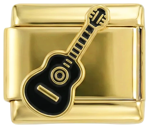 Black Acoustic Guitar on Gold