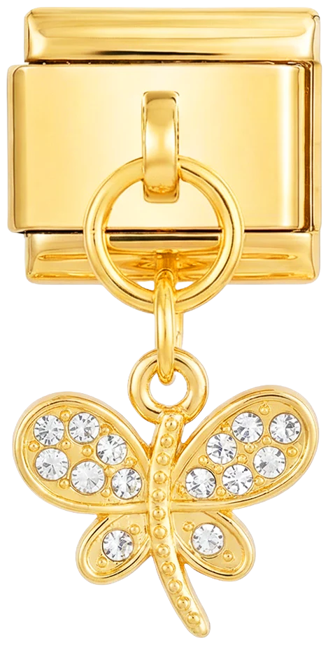 Butterfly with White Stones, on Gold