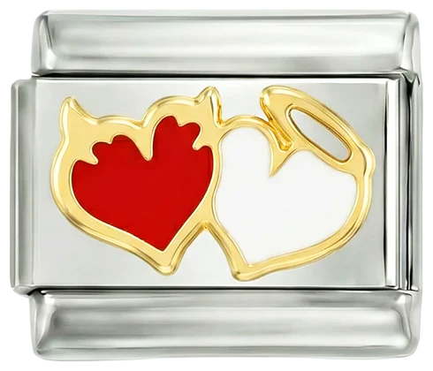 Demon and Angel Hearts on Silver