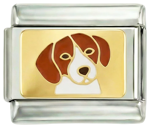 Dog, Brown and White, on silver