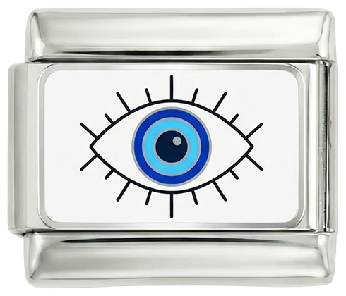 Evil Eye on White Plate on Silver