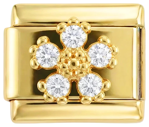 Flower with White Stones on Gold