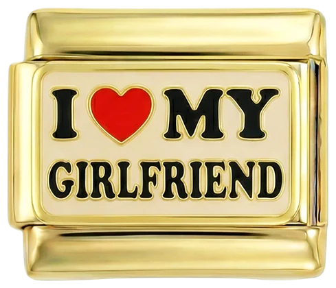 I Love My Girlfriend on White Plate on Gold