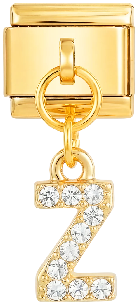 Letter Z  with stones, Hanging, on Gold
