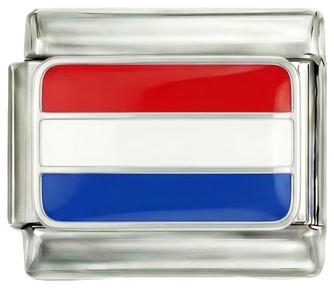 Netherlands Flag, on Silver