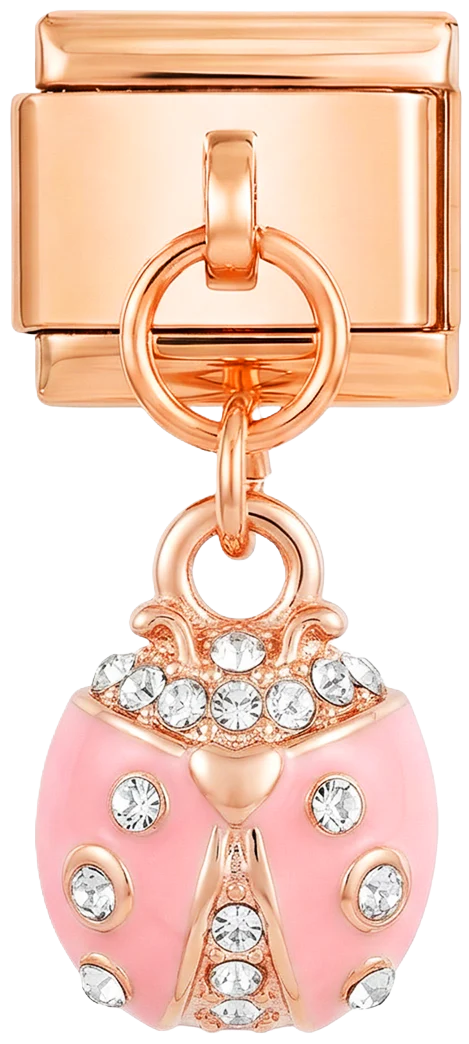 Pink Ladybug with Stones, on Rose Gold