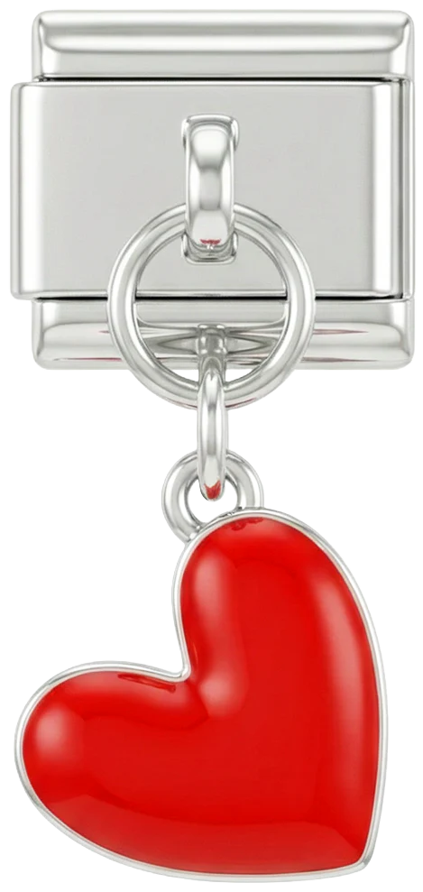 Red Heart Hanging on Silver