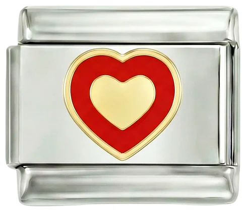 Red Heart Outline on Silver