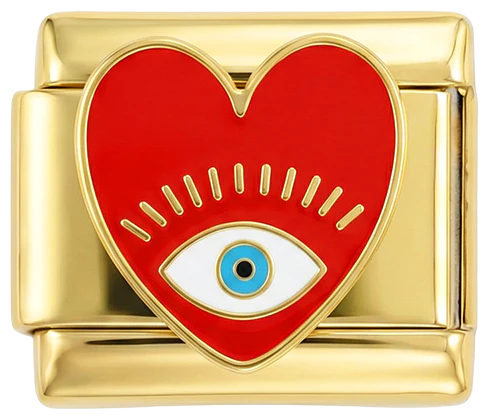 Red Heart with Blue Eye on Gold