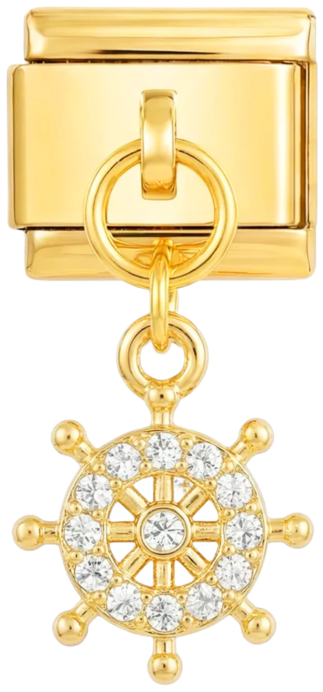 Ship's Helm with Stones, on Gold