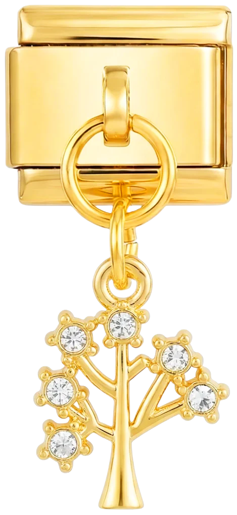 Tree with White Stones Hanging on Gold